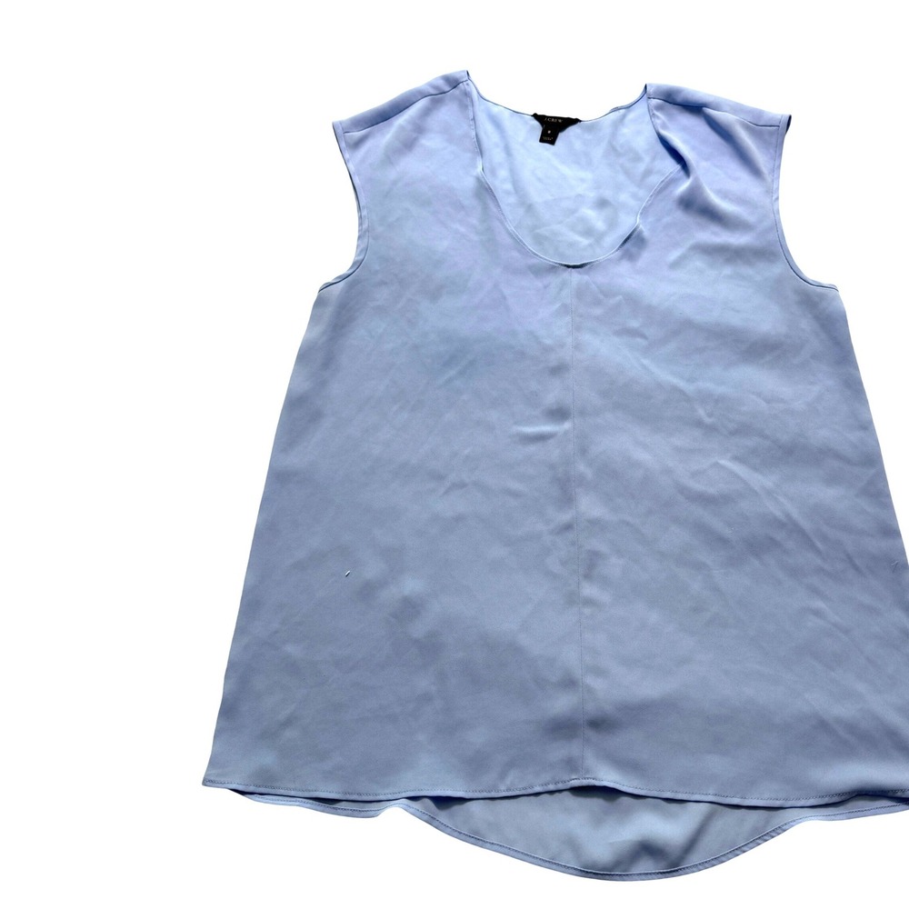 J.Crew Sleeveless Silk Blouse Wms SZ 8 Light‎ Baby Blue V-Neck High-Low Top